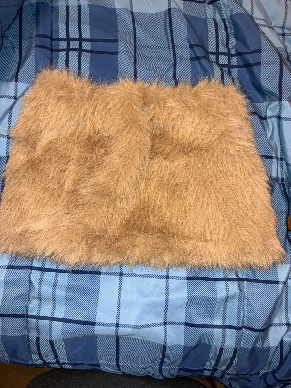 *NEW* Fuzzy Coffee Brown Fur Mini Skirt with Elastic Waist size Small | Y2K